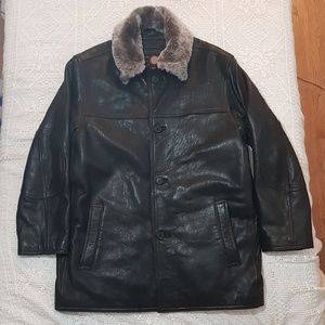 Andrew Marc New York Leather Pea Coat